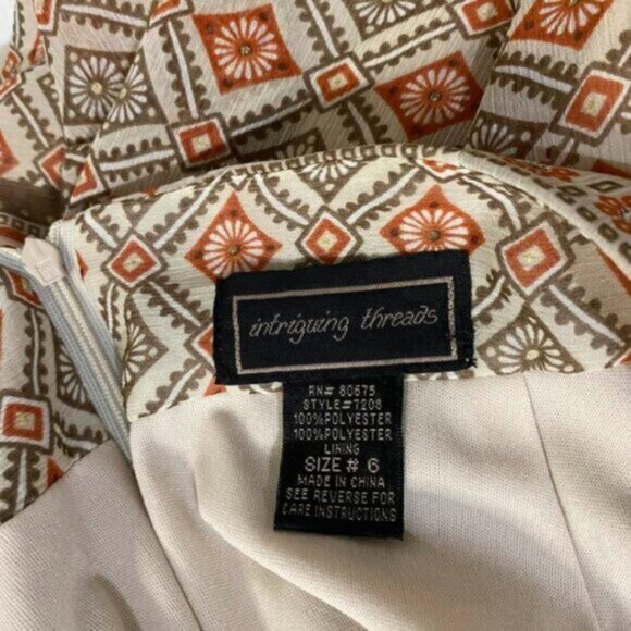 Intriguing Threads Vintage-Inspired Geometric Pleated Midi Skirt Sz 6 Lined Boho - Picture 10 of 13